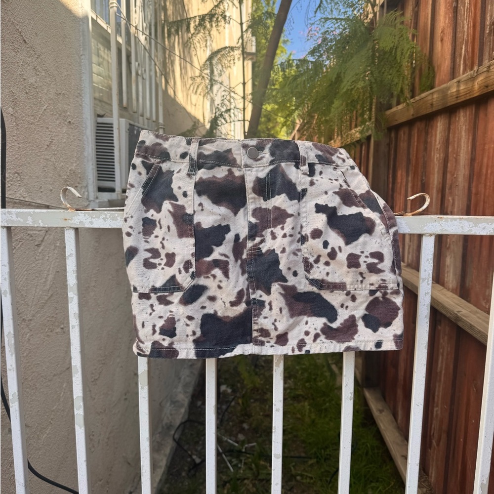 Cow Print Mini Skirt